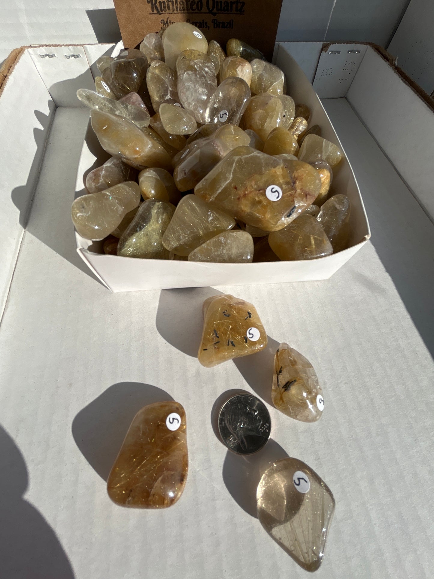 Medium Rutilated Quartz Tumbled Stone